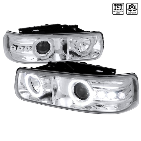 Spec-D Tuning 99-02 Chevrolet Silverado Projector Headlight Chrome Housing LHP-SIV99-RS
